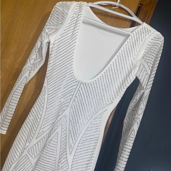 White Rhinestone Dress - Picture 3 of 6